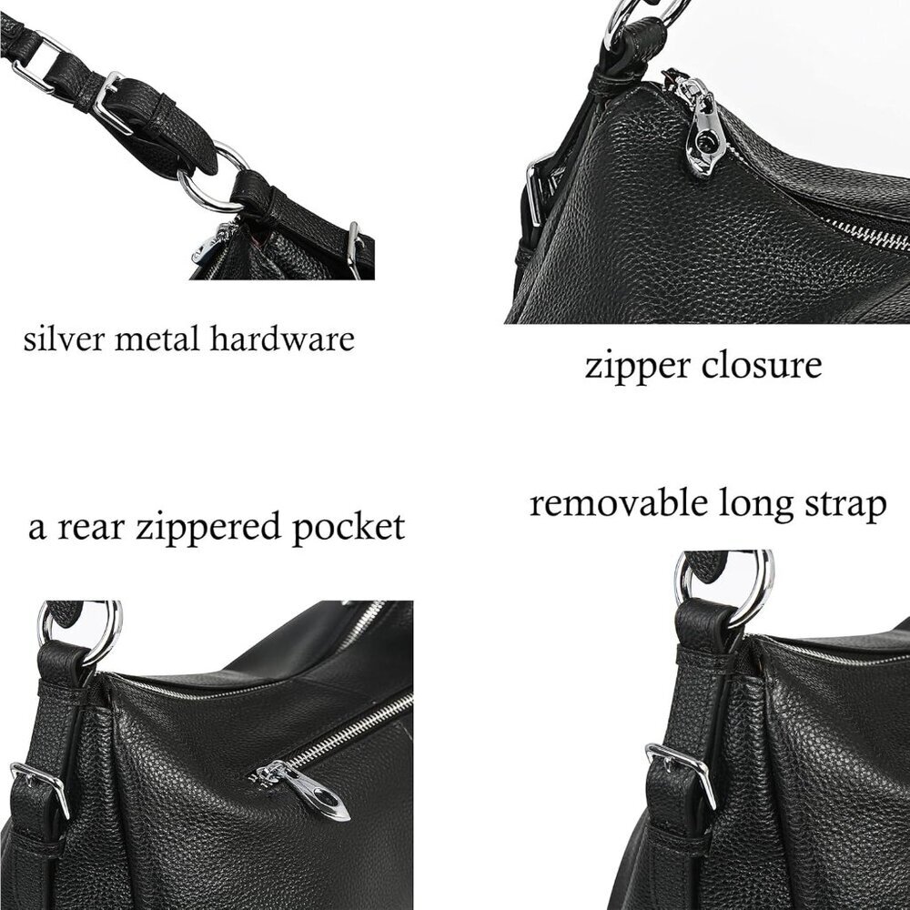 Luxury Cowhide Leather Satchel & Crossbody Bag | Fashionable 13.8" Handbag - Picture 4 of 6